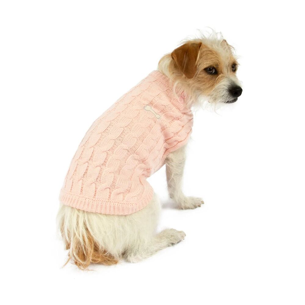 Soft Cable-Knit Dog Sweater - Pink